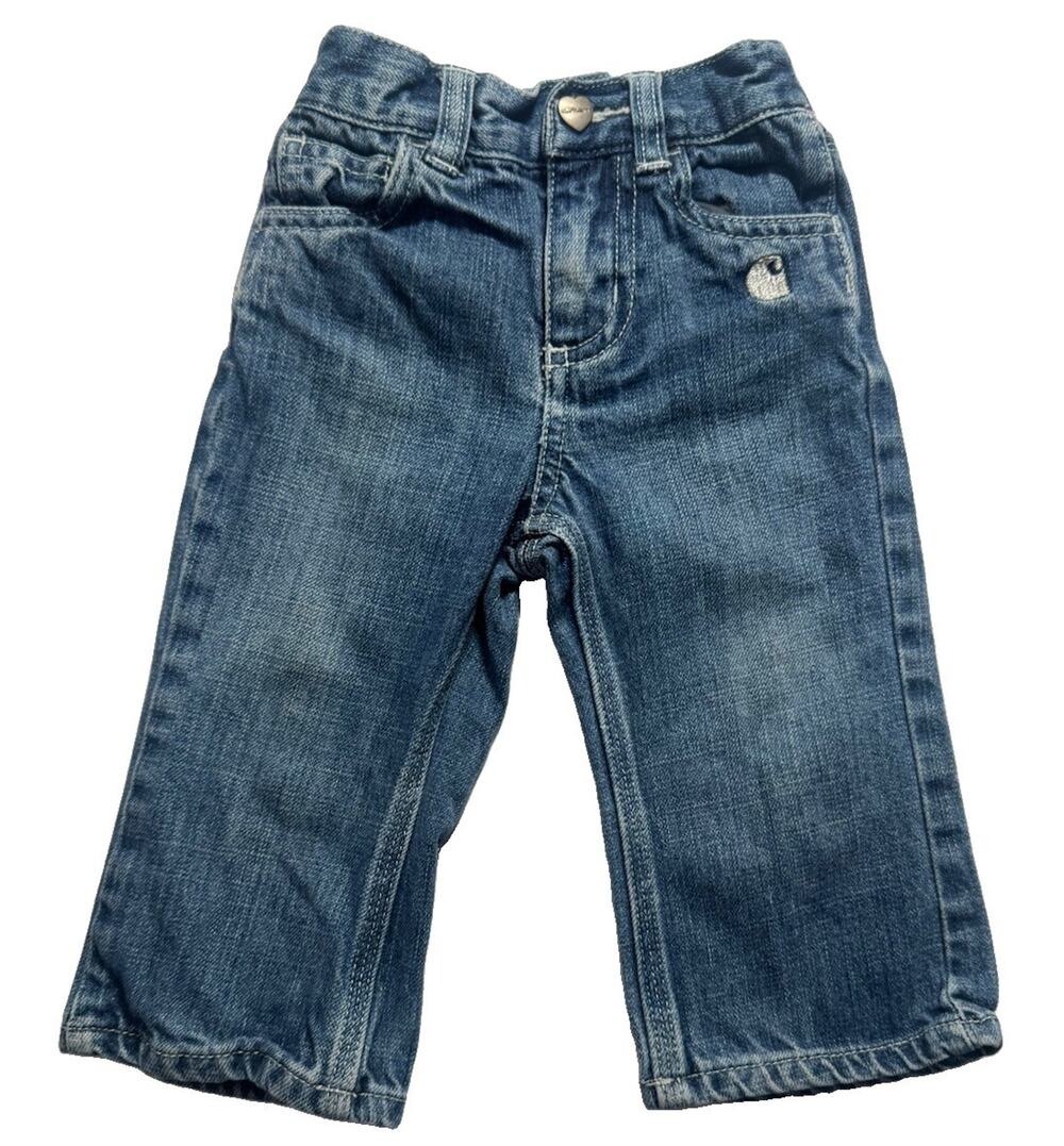 Carhartt Baby Girls Jeans 12M Embroidered Pockets Elastic Waist Denim